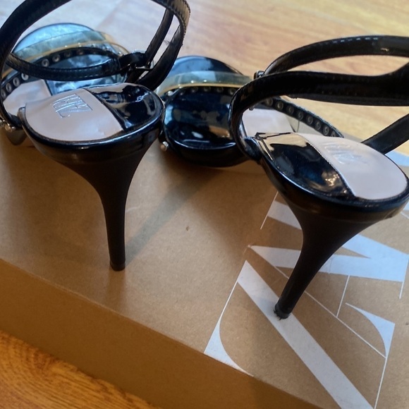 Zara  Woman vinyl and rhinestone sandal heels size 8/39 us.pvc and black - Picture 4 of 10